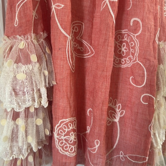 Isobella & Chloe Charming Red Dress embroidery ruffles lace polkadots size 5 - Picture 3 of 6